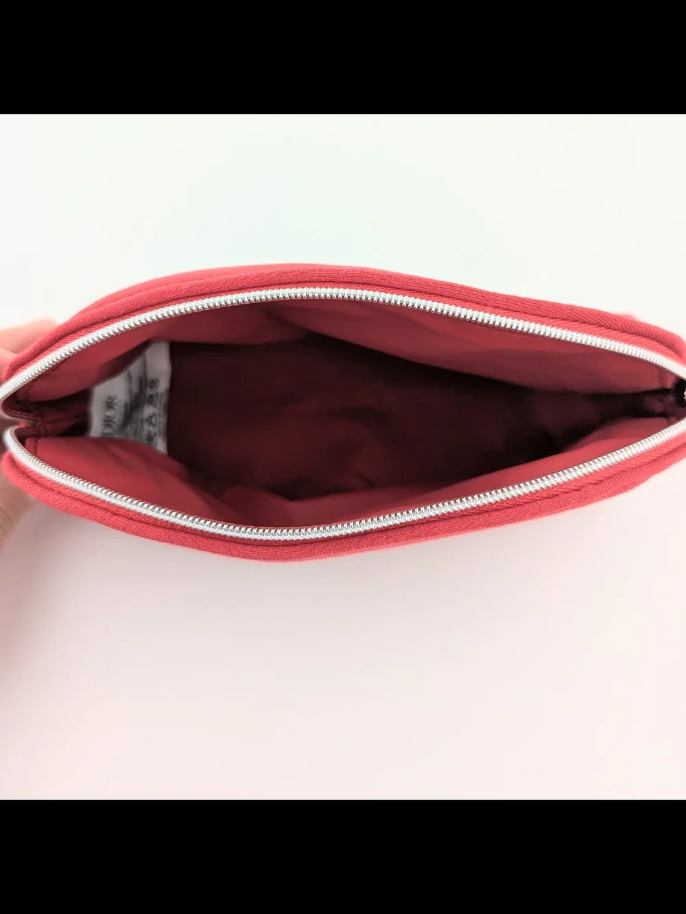 Red Dior Beauty Embroidered Cosmetic Pouch